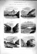 Old Antique Print 1877 Yang-Tze-Kiang China Wusaan Tatuna Kwe-I-Tu Lukan 19th