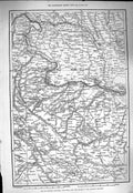 Original Old Antique Print 1877 Map Western Bulgaria Sofia Viden Rahova Craiova