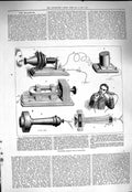 Original Old Antique Print 1877 Professor Graham Bell Telephone Tran Victorian
