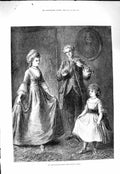 Original Old Antique Print 1877 Great-Grandmother Dancing Lesson Music Girl