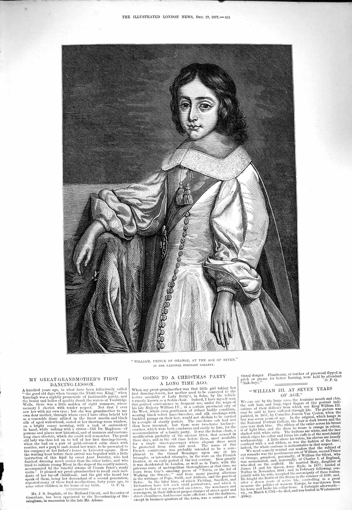Original Old Antique Print 1877 Portrait William Prince Orange Seven Years 19th