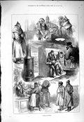 Original Old Antique Print 1877 Russian Siers Railway Carriage Guard Police