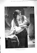 Old Antique Print 1877 Le Coucher Mother Little Baby Sleeping Bouguereau 19th