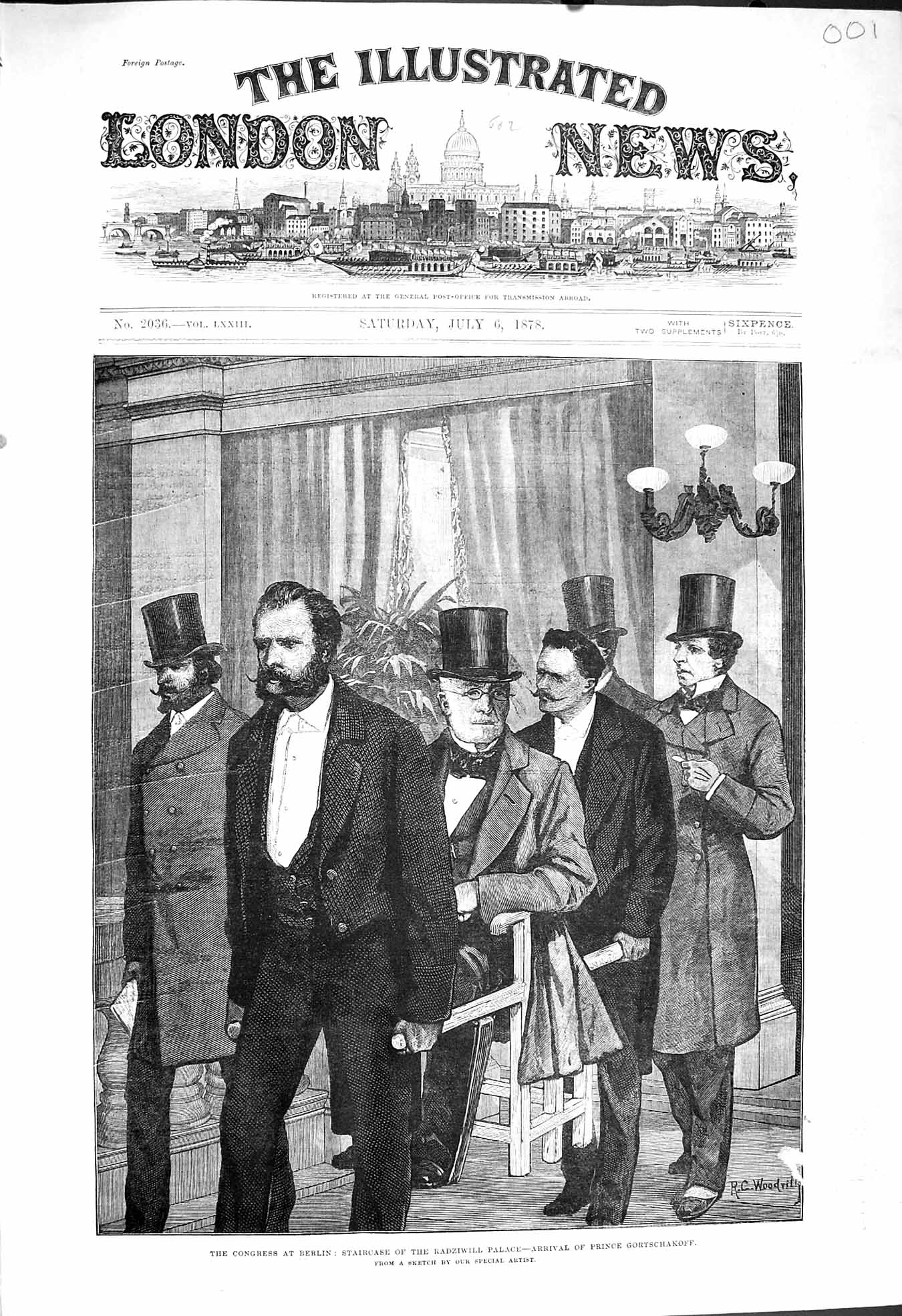 Original Old Antique Print 1878 Berlin Radziwill Palace Prince Gortschakoff Men