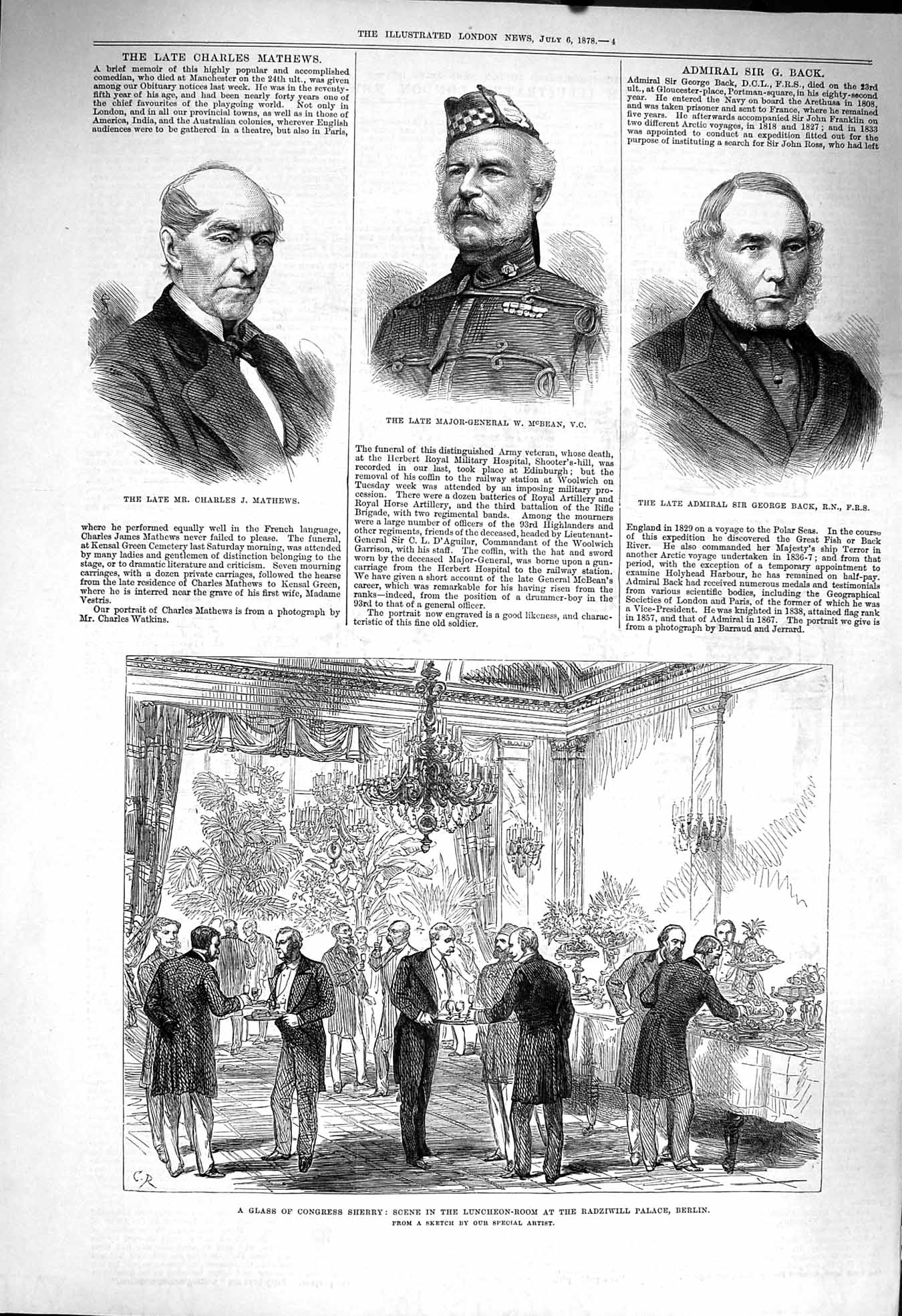 Old Antique Print 1878 Luncheon-Room Radziwill Berlin Mcbean Back Mathews 19th