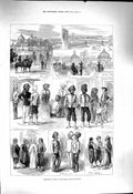 Original Old Antique Print 1878 Camp Indian Troops Malta Siers Punjaub Palace