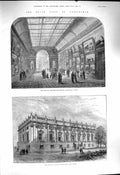 Original Old Antique Print 1878 Nottingham Art-Museum Castle Midland Counties