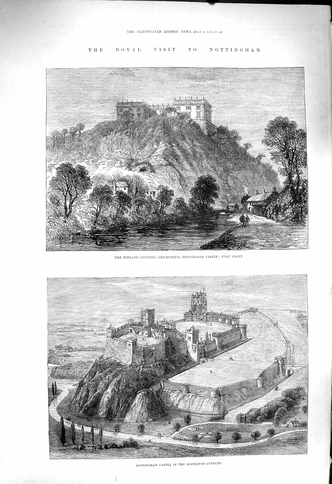Old Antique Print 1878 Nottingham Castle Art Museum Bestwood Lodge Ward 19th