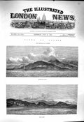 Original Old Antique Print 1878 View Cyprus Yacht Sailing South-East Mountains