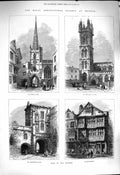 Old Antique Print 1878 Bristol John'S Gate Stephen'S Tower Augustine King 19th