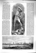 Old Antique Print 1878 Retaliation Statue Birch Levkosia Nicosia Cyprus 19th