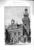 Original Old Antique Print 1878 Dutch Building Paris Exhibition Hague Krnatz