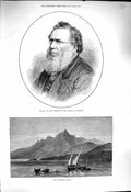 Original Old Antique Print 1878 Cape Kormakiti Cyprus Boats Hills Rigg Wesleyan