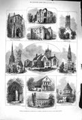 Old Antique Print 1878 Wisbech Thorney Abbey Peter'S Church Castle Lynn 19th