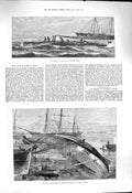 Old Antique Print 1878 Prince Wales Torpedo Boat Clipper Ship Eastminster 19th