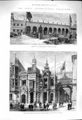 Original Old Antique Print 1878 Faáade Austrian Persian Monaco Paris Exhibition