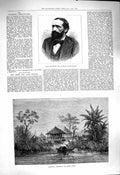 Old Antique Print 1878 Herr Zukertort Chess Player Manganja Africa Shire 19th