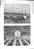 Old Antique Print 1878 Ship Revenge Queenstown Ireland Mayor Cork Dinner 19th
