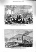 Old Antique Print 1878 Abercarne Colliery Monmouthshire Woolwich Thames 19th