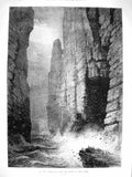 Original Old Antique Print 1878 Stacks Sutherland Coast Scotland Sea Birds Art
