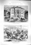 Old Antique Print 1878 Bosnia Philippovich Serajevo Austrians Haystacks 19th