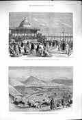 Original Old Antique Print 1878 Brighton Promenade Aquarium Bala Hissar Cabul