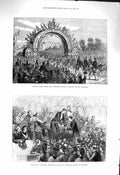 Original Old Antique Print 1878 Russian Army Cossacks Petersburg Duke Connaught