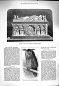 Original Old Antique Print 1878 Monument Lord Lyttelton Worcester Eagle Owl
