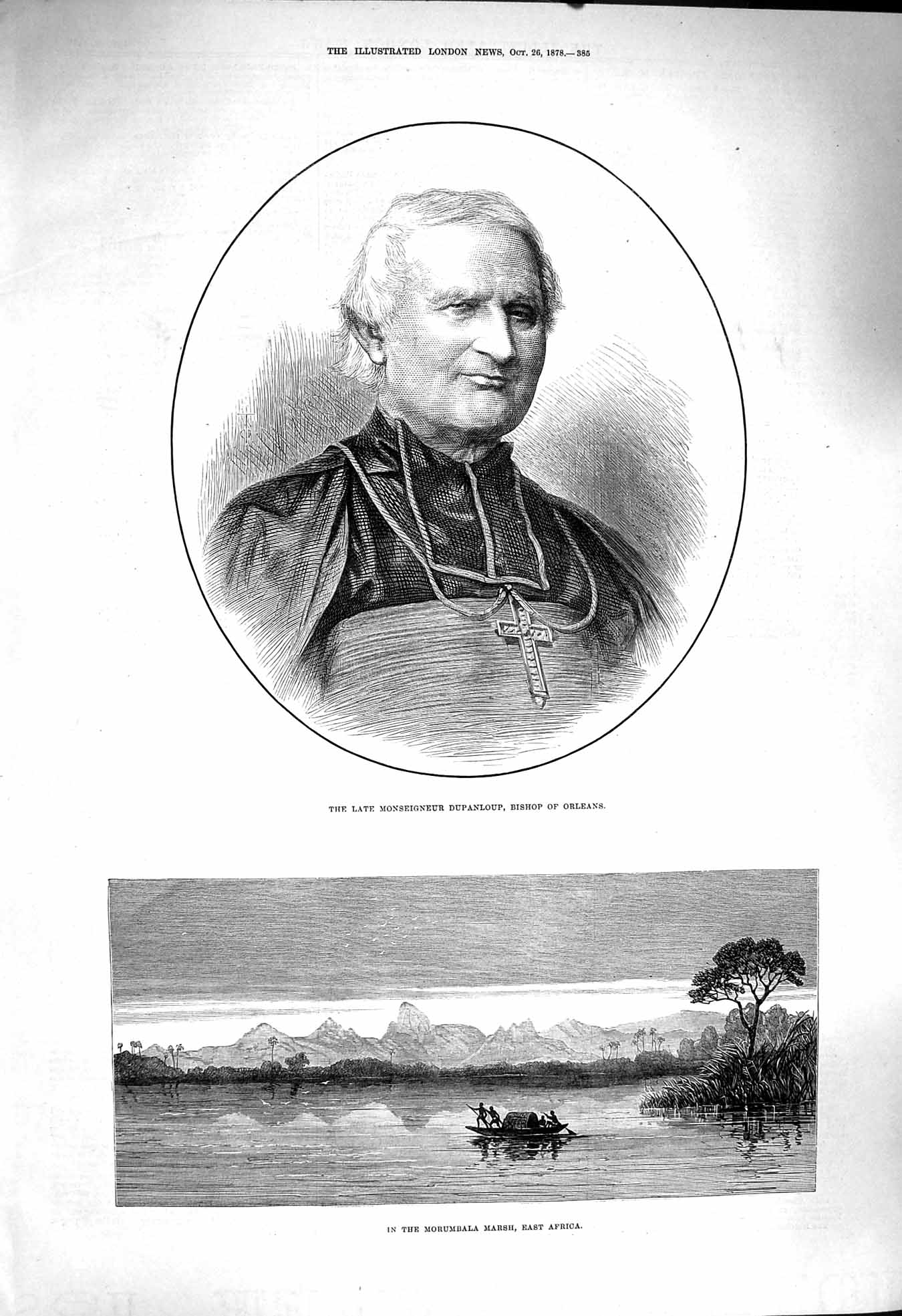 Original Old Antique Print 1878 Monseigneur Dupanloup Bishop Orleans Morumbala