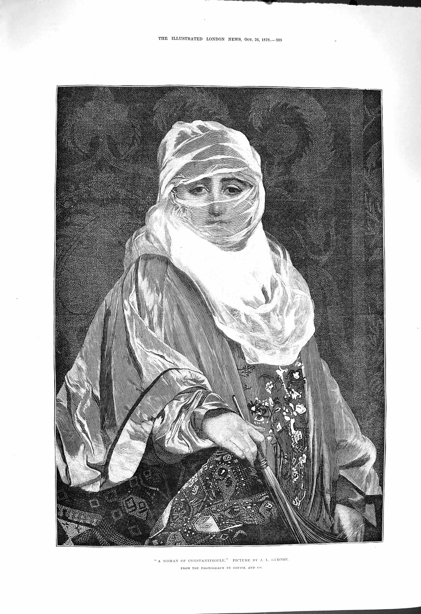 Original Old Antique Print 1878 Portrait Woman Constantinople Gerome Fine Art