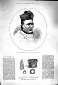 Old Antique Print 1878 Cardinal Pual Cullen Catholic Dublin Barrow Relics 19th