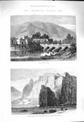 Old Antique Print 1878 Afghan War Bridge Cabul Castle Zohak Bamian Irak 19th