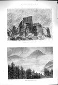 Original Old Antique Print 1878 Summit Mount Olympus Cyprus Photographers Hills