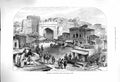 Original Old Antique Print 1878 Afghanistan Scene Gate Bazaar Cabul Camels 19th