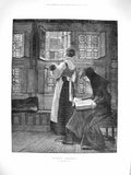 Original Old Antique Print 1878 Sunday Morning Scene Mother Baby Alma-Tadema