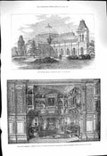 Original Old Antique Print 1878 Winter Garden Skating Rink Cheltenham Chimney