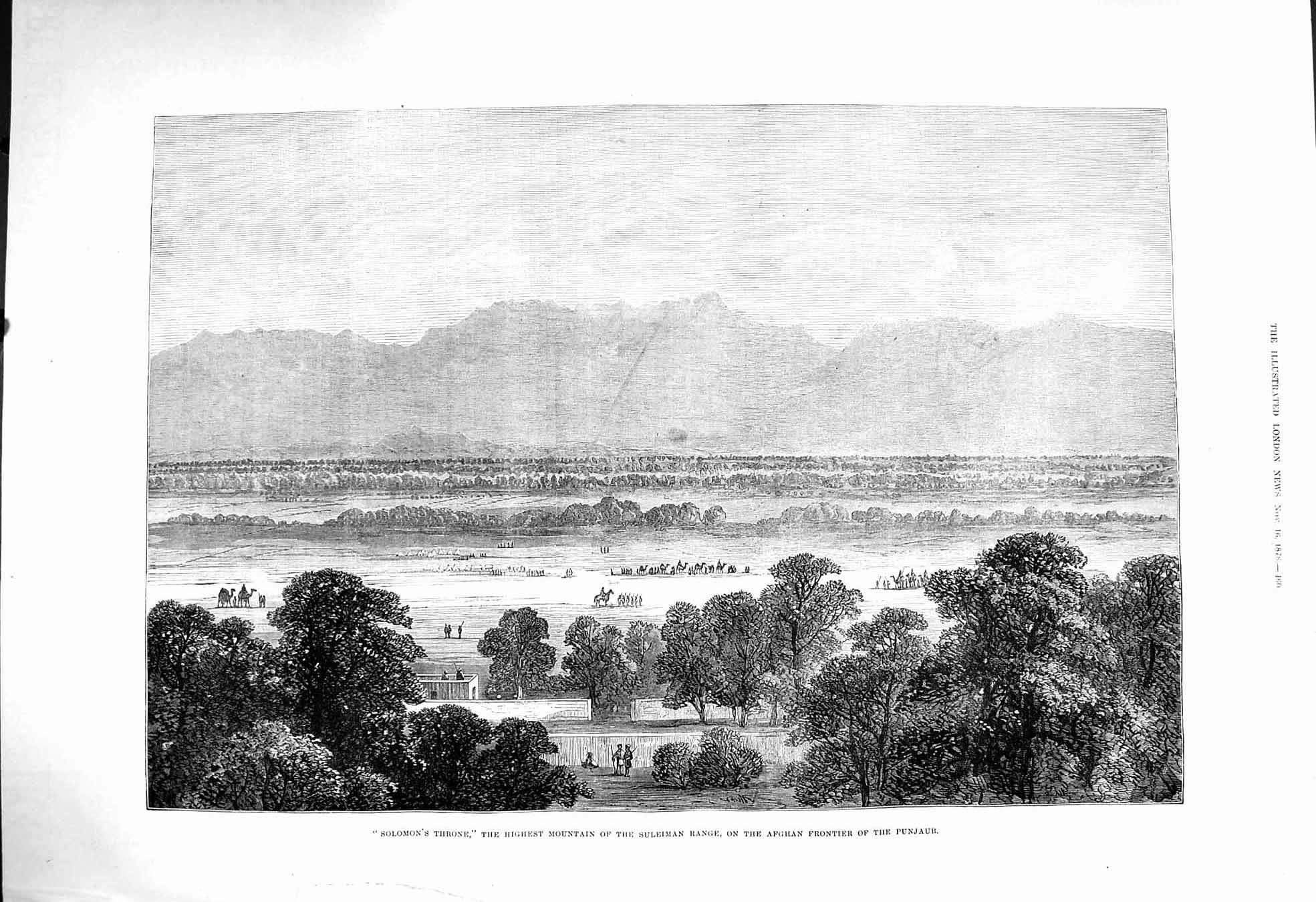 Old Antique Print 1878 Solomon'S Throne Highest Mountain Suleiman Afghan 19th