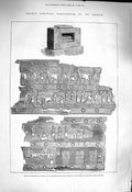 Old Antique Print 1878 Bronze Sculptures Alabaster Chest Temple Balawat 19th
