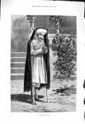 Original Old Antique Print 1878 Portrait Indian Night Watchman Fine Art 19th