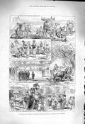 Original Old Antique Print 1878 Afghan War Goorkhas Meean Meer Railway Station