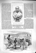 Original Old Antique Print 1878 Bust Balfe Composer Africa Burning Shells Lime