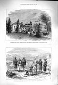 Original Old Antique Print 1878 Government House Ottawa Canada Afghan War Thana