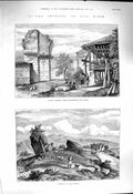 Original Old Antique Print 1878 Ruins Christian Church Asia Moinor John Ephesus