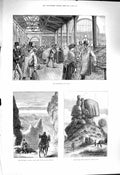 Old Antique Print 1878 Plait-Hall Luton Khoorum Valley Rock Oliphant War 19th
