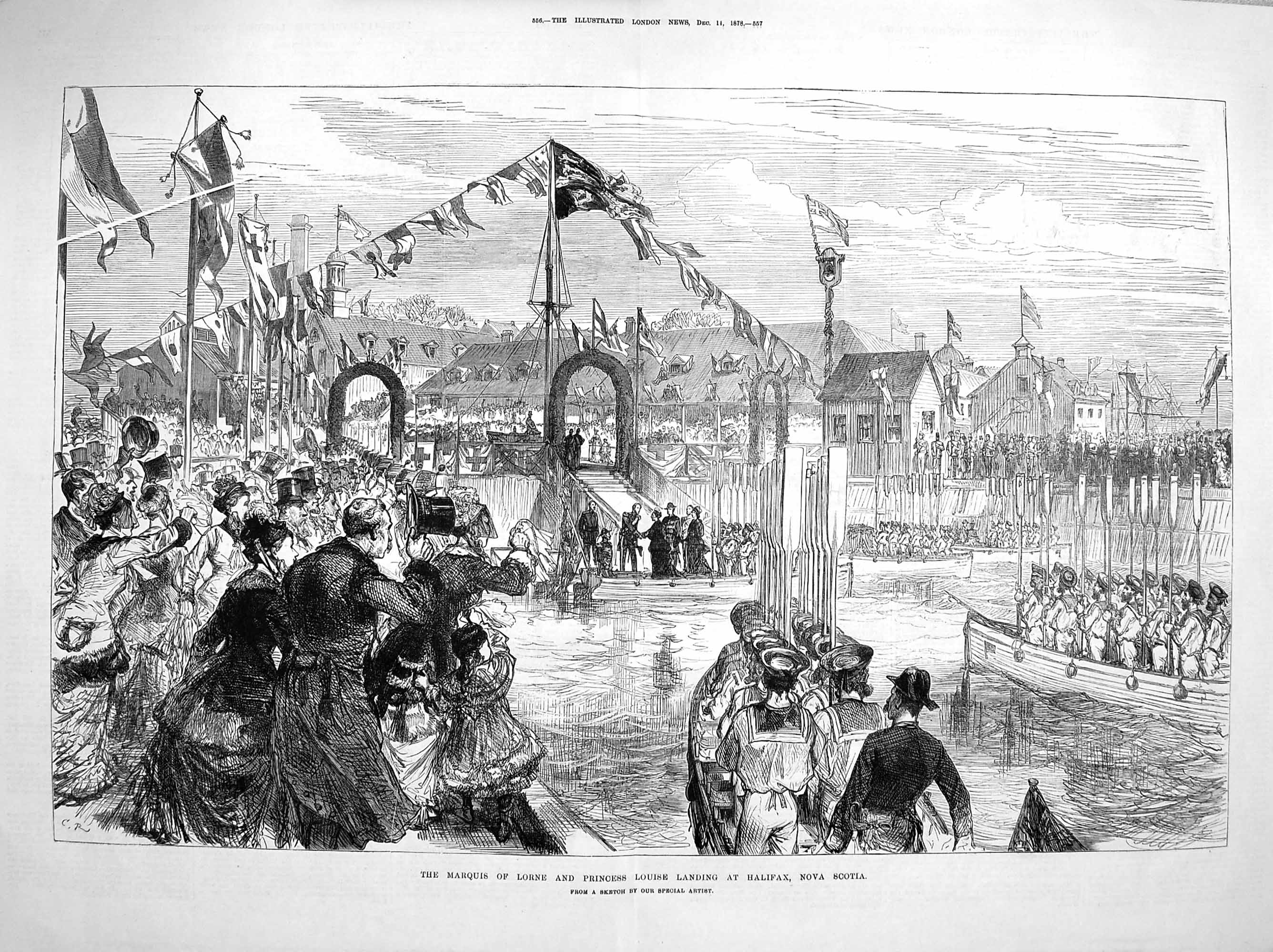 Old Antique Print 1878 Marquis Lorne Princess Louise Halifax Nova Scotia 19th