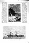 Old Antique Print 1878 Tantallon Castle Caledonia Ship Shaftesbury Essex 19th