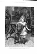 Original Old Antique Print 1878 Percy Fitzgerald Cissy Peacemaker Girl Dog Daad