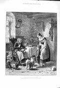 Original Old Antique Print 1878 Little Boy New Suit Christmas Lady Dog Werner