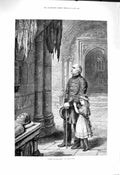 Original Old Antique Print 1878 Under Flag War Sier Little Girl Frank Daad 19th