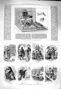 Original Old Antique Print 1878 Autographic Telegraph D'Arlincourt Christmas